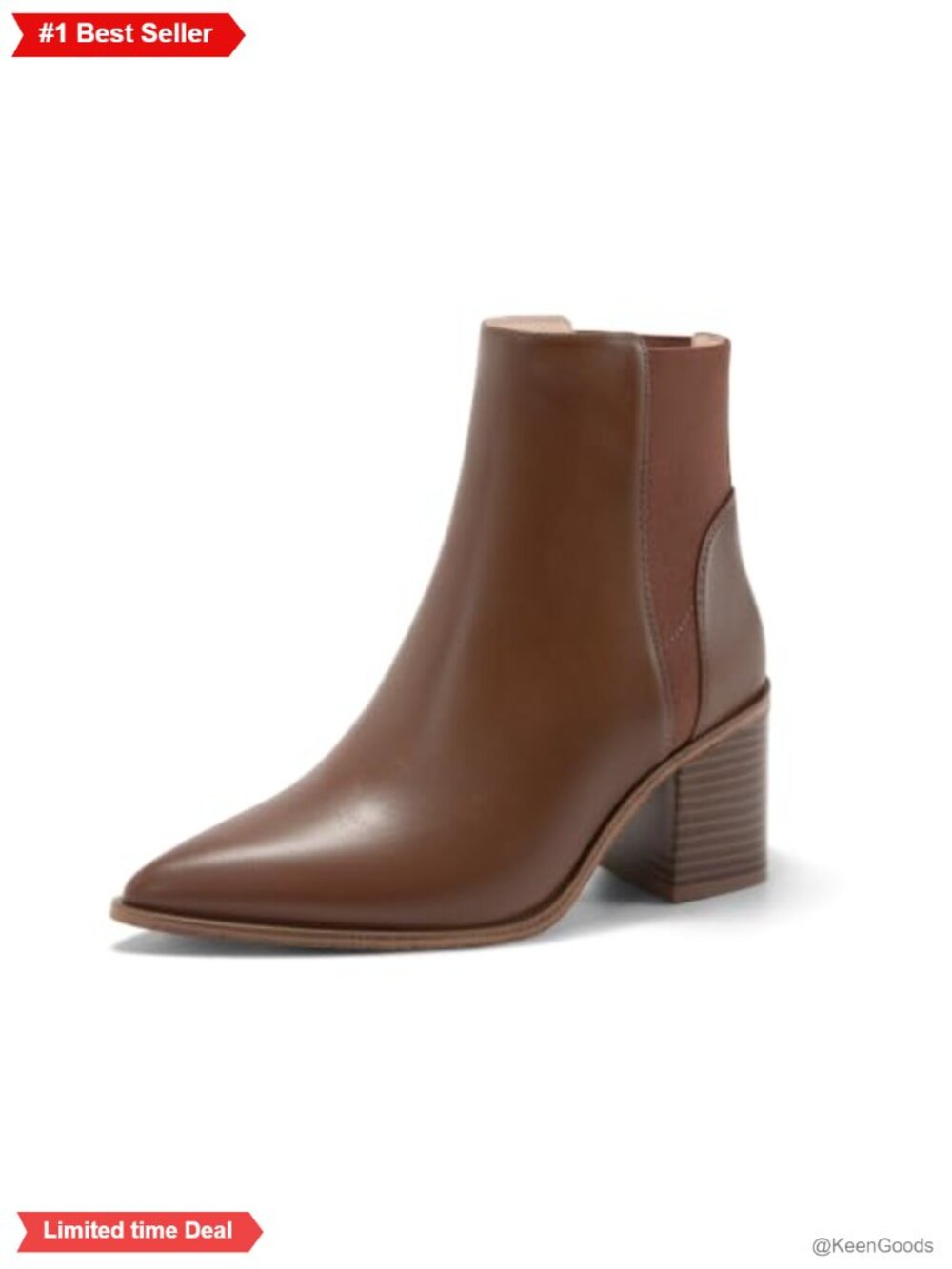 Pointed Toe Chunky Block Heel Slip On Chelsea Ankle Booties Faux Leather